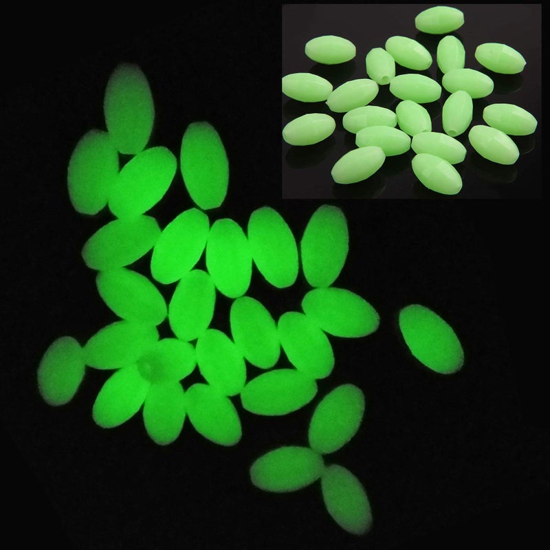 OROOTL Glow Beads Fishing Saltwater, 100pcs Hard Plastic Luminous Fishing Beads Green White Fish Beads Assortment Oval Egg Bead Lures Sea Fishing Tool - Image 4